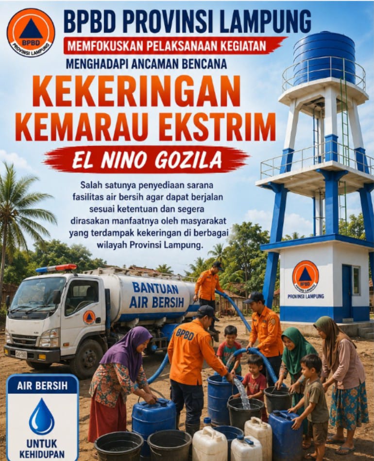 BPBD Provinsi Lampung Bersiap Antisipasi Hadapi Ancaman Bencana Kemarau Ekstrem El Nino “Godzilla”
